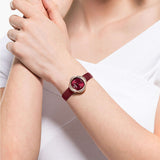 Swarovski Crystal Flower Red Dial Red Leather Strap Watch for Women - 5552780 Buy Now By Swarovski