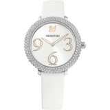 Swarovski Crystal Frost Silver Dial White Leather Strap Watch for Women - 5484070 Buy Now By Swarovski
