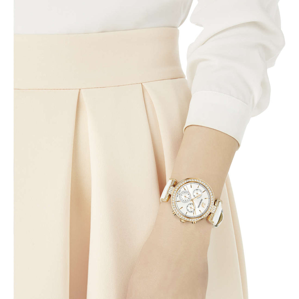 Swarovski Era Journey Silver Dial White Leather Strap Watch for Women - 5295369 Buy Now By Swarovski