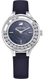 Swarovski Lovely Crystals Mother of Pearl Black Dial Black Leather Strap Watch for Women - 5242898