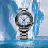 Seiko Prospex Limited Edition Automatic GMT Glacier Blue Dial Silver Steel Strap Watch For Men - SPB385J1 Buy Now By Seiko