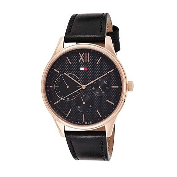 Tommy Hilfiger Damon Quartz Black Dial Black Leather Strap Watch for Men - 1791419 Buy Now By Tommy Hilfiger