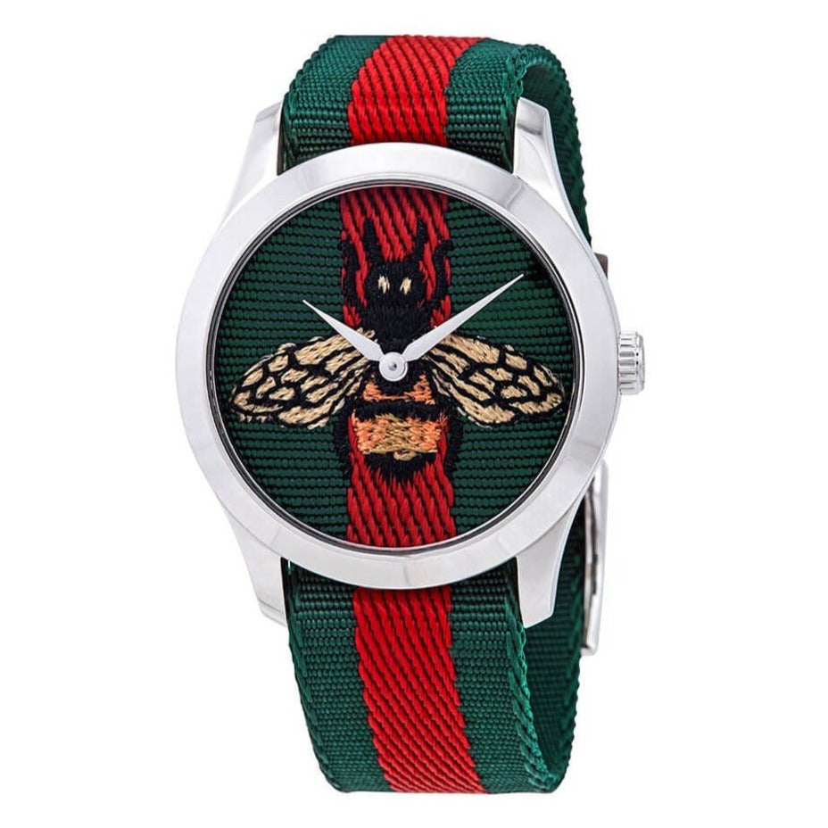 Gucci Le Marche des Merveilles Red & Green Dial Red & Green Nylon Strap Unisex Watch - YA1264060 Buy Now By Gucci