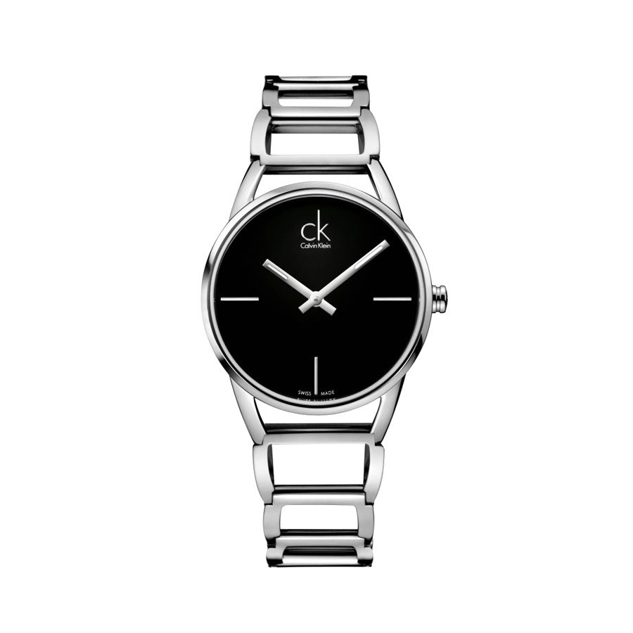 Calvin Klein Stately Black Dial Silver Steel Strap Watch for Women - K3G23121 Buy Now By Calvin Klein