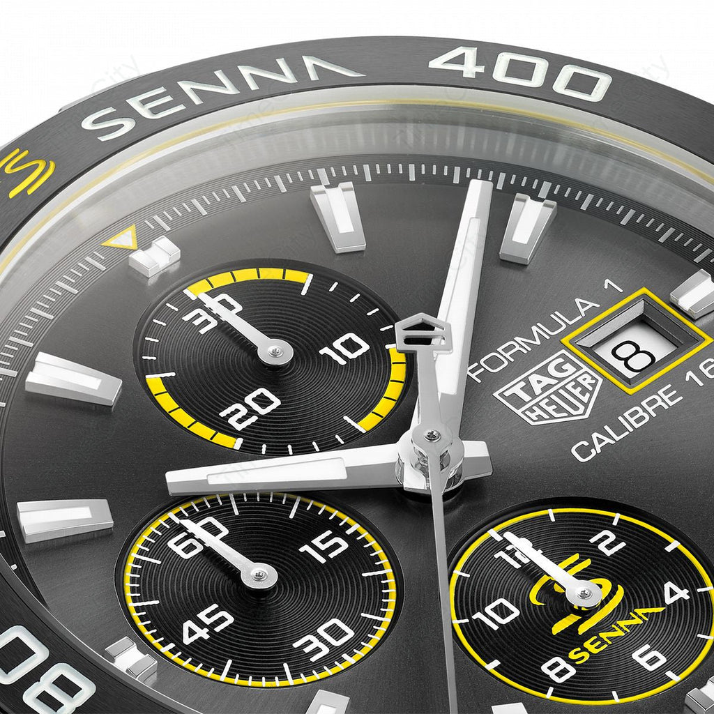 Tag Heuer Formula 1 Chronograph Senna Black Dial Black Leather Strap Watch for Men - CAZ101AJ.FC6487 Buy Now By Tag Heuer