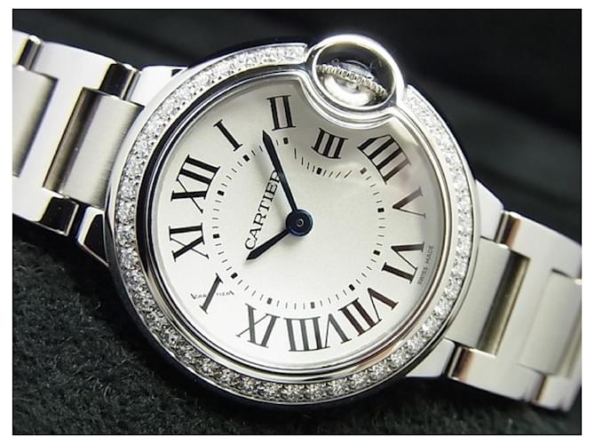 Cartier Ballon Bleu De Cartier Diamonds White Dial Silver Steel Strap Watch for Women - W4BB0015 Buy Now By Cartier