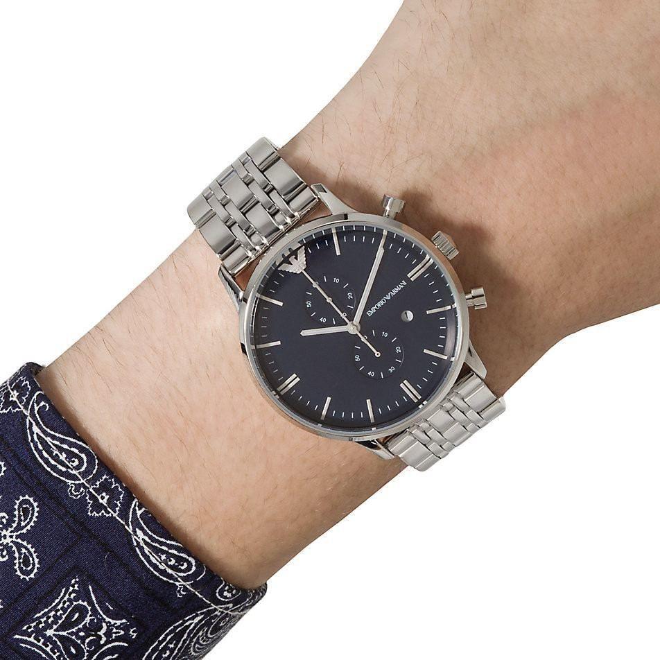 Emporio Armani Gianni Chronograph Blue Dial Silver Steel Strap Watch For Men - AR1648 Buy Now By Emporio Armani
