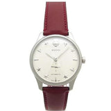 Gucci G Timeless Automatic Silver Dial Red Leather Strap Watch For Men - YA126346 Buy Now By Gucci