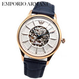 Emporio Armani Meccanico Automatic White Dial Blue Leather Strap Watch For Men - AR1947 Buy Now By Emporio Armani