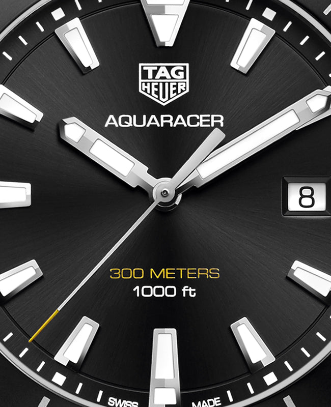 Tag Heuer Aquaracer Quartz Black Dial Black Rubber Strap Watch for Men - WAY101A.FT6141 Buy Now By Tag Heuer