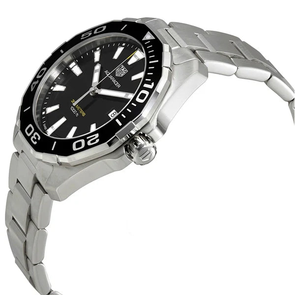 Tag Heuer Aquaracer Quartz Black Dial Silver Steel Strap Watch for Men - WAY101A.BA0746 Buy Now By Tag Heuer