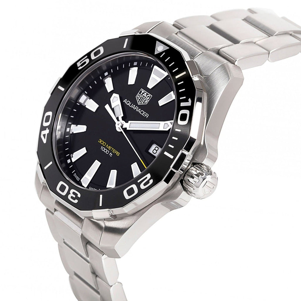 Tag Heuer Aquaracer Black Dial Silver Steel Strap Watch for Men - WAY111A.BA0928 Buy Now By Tag Heuer