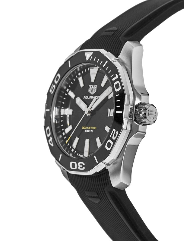 Tag Heuer Aquaracer Black Dial Black Rubber Strap Watch for Men - WAY111A.FT6151 Buy Now By Tag Heuer