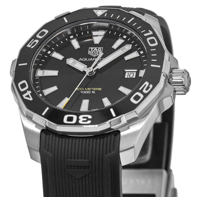 Tag Heuer Aquaracer Black Dial Black Rubber Strap Watch for Men - WAY111A.FT6151 Buy Now By Tag Heuer