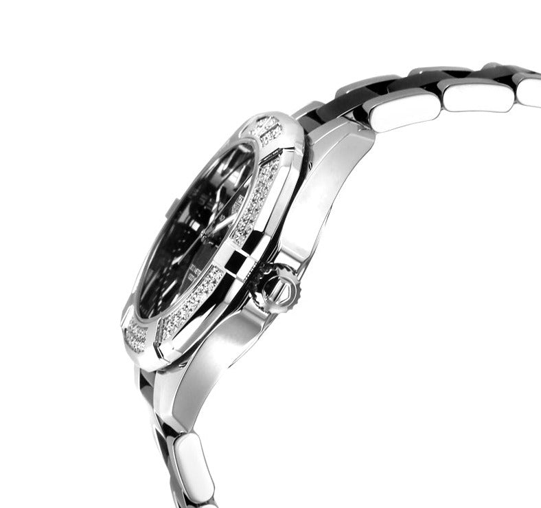 Tag Heuer Aquaracer Quartz Diamonds Black Dial Two Tone Steel Strap Watch for Men - WAY131E.BA0913 Buy Now By Tag Heuer