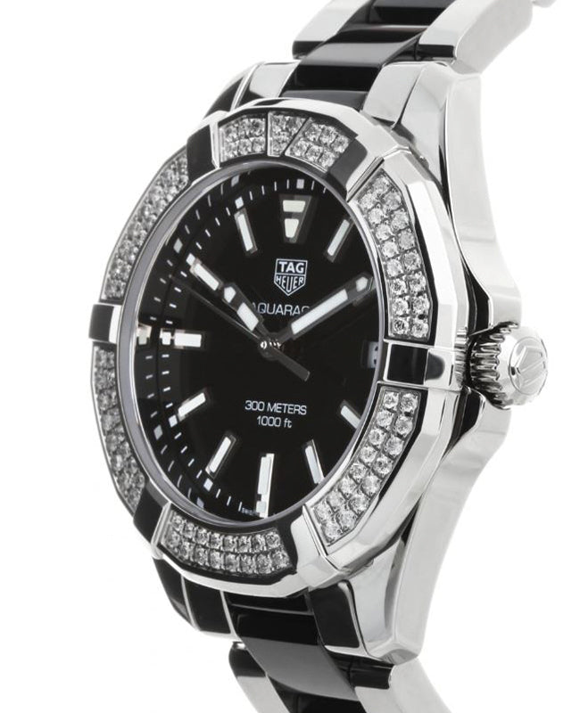 Tag Heuer Aquaracer Quartz Diamonds Black Dial Two Tone Steel Strap Watch for Men - WAY131E.BA0913 Buy Now By Tag Heuer