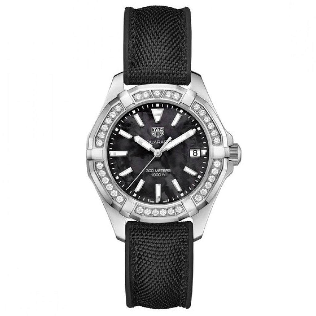 Tag Heuer Aquaracer Diamonds Mother of Pearl Black Dial Black Nylon Strap Watch for Women - WAY131P.FT6092 Buy Now By Tag Heuer