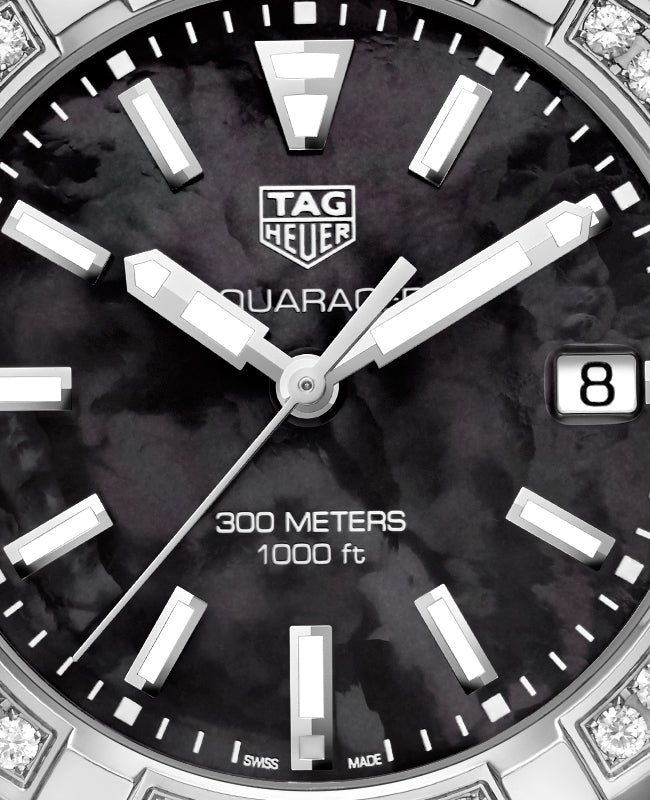 Tag Heuer Aquaracer Diamonds Mother of Pearl Black Dial Black Nylon Strap Watch for Women - WAY131P.FT6092 Buy Now By Tag Heuer