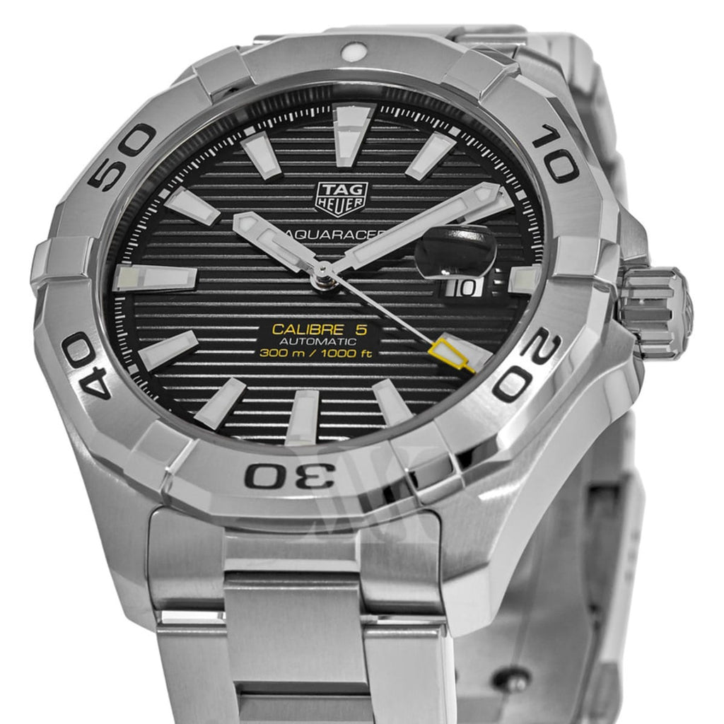 Tag Heuer Aquaracer Automatic Black Dial Silver Steel Strap Watch for Men - WAY2010.BA0927 Buy Now By Tag Heuer