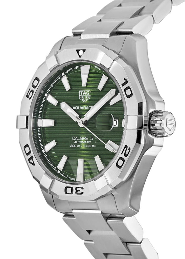 Tag Heuer Aquaracer Calibre 5 Automatic Green Dial Silver Steel Strap Watch for Men - WAY2015.BA0927 Buy Now By Tag Heuer