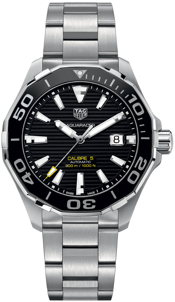 Tag Heuer Aquaracer Black Dial Silver Steel Strap Strap Watch for Men - WAY201A.BA0927 Buy Now By Tag Heuer
