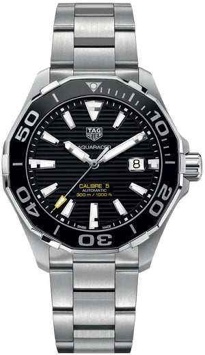 Tag Heuer Aquaracer Black Dial Silver Steel Strap Strap Watch for Men - WAY201A.BA0927 Buy Now By Tag Heuer
