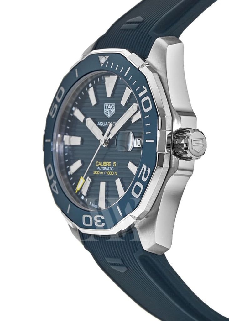 Tag Heuer Aquaracer Calibre 5 Automatic Blue Dial Blue Rubber Strap Watch for Men - WAY201B.FT6150 Buy Now By Tag Heuer