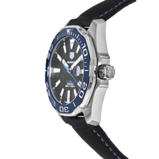 Tag Heuer Aquaracer Calibre 5 Automatic Black Dial Black Nylon Strap Watch for Men - WAY201C.FC6395 Buy Now By Tag Heuer