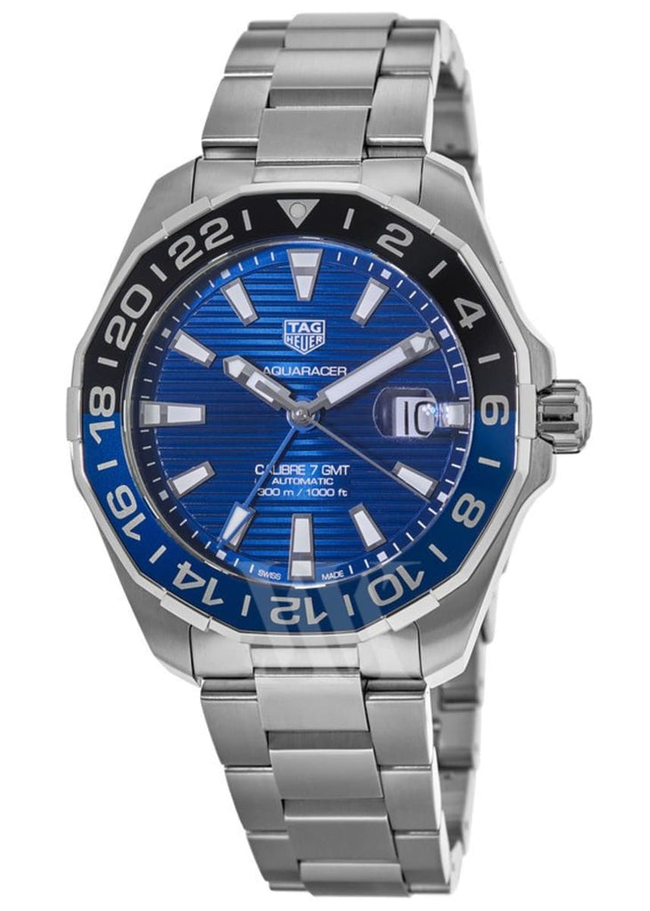 Tag Heuer Aquaracer GMT Calibre 6 Automatic Blue Dial Silver Steel Strap Watch for Men - WAY201T.BA0927 Buy Now By Tag Heuer