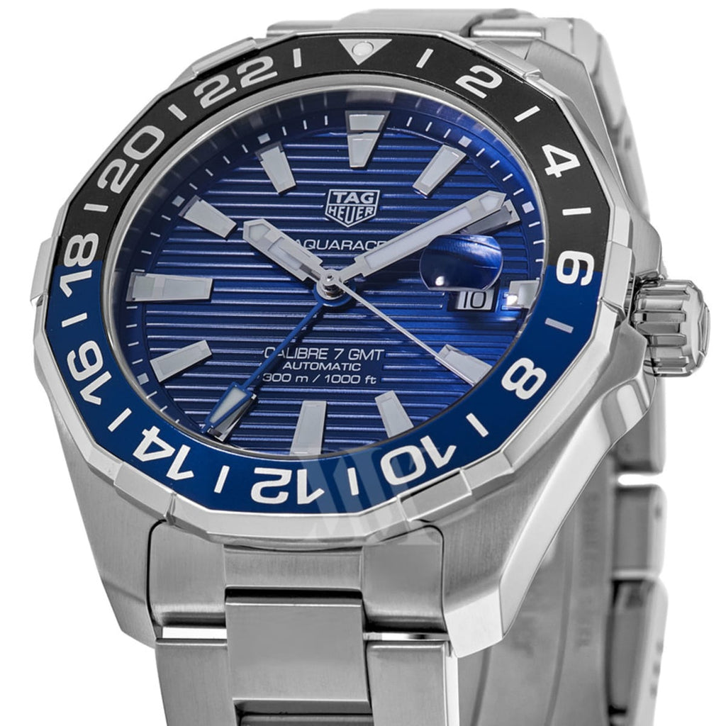 Tag Heuer Aquaracer GMT Calibre 6 Automatic Blue Dial Silver Steel Strap Watch for Men - WAY201T.BA0927 Buy Now By Tag Heuer