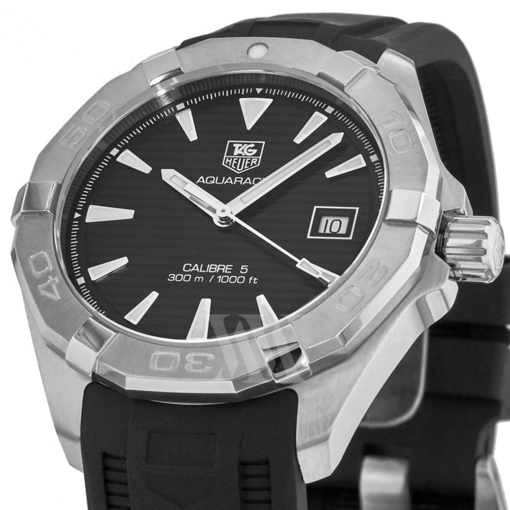Tag Heuer Aquaracer Automatic Caliber 5 Black Dial Black Rubber Strap Watch for Men - WAY2110.FT8021 Buy Now By Tag Heuer