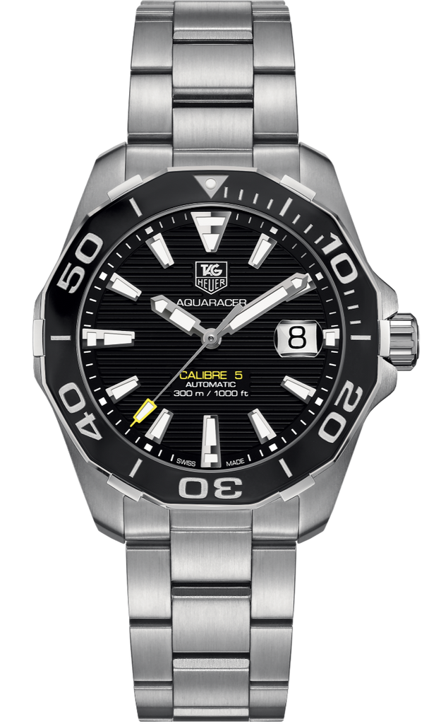 Tag Heuer Aquaracer Automatic Black Dial Silver Steel Strap Watch for Men - WAY211A.BA0928 Buy Now By Tag Heuer