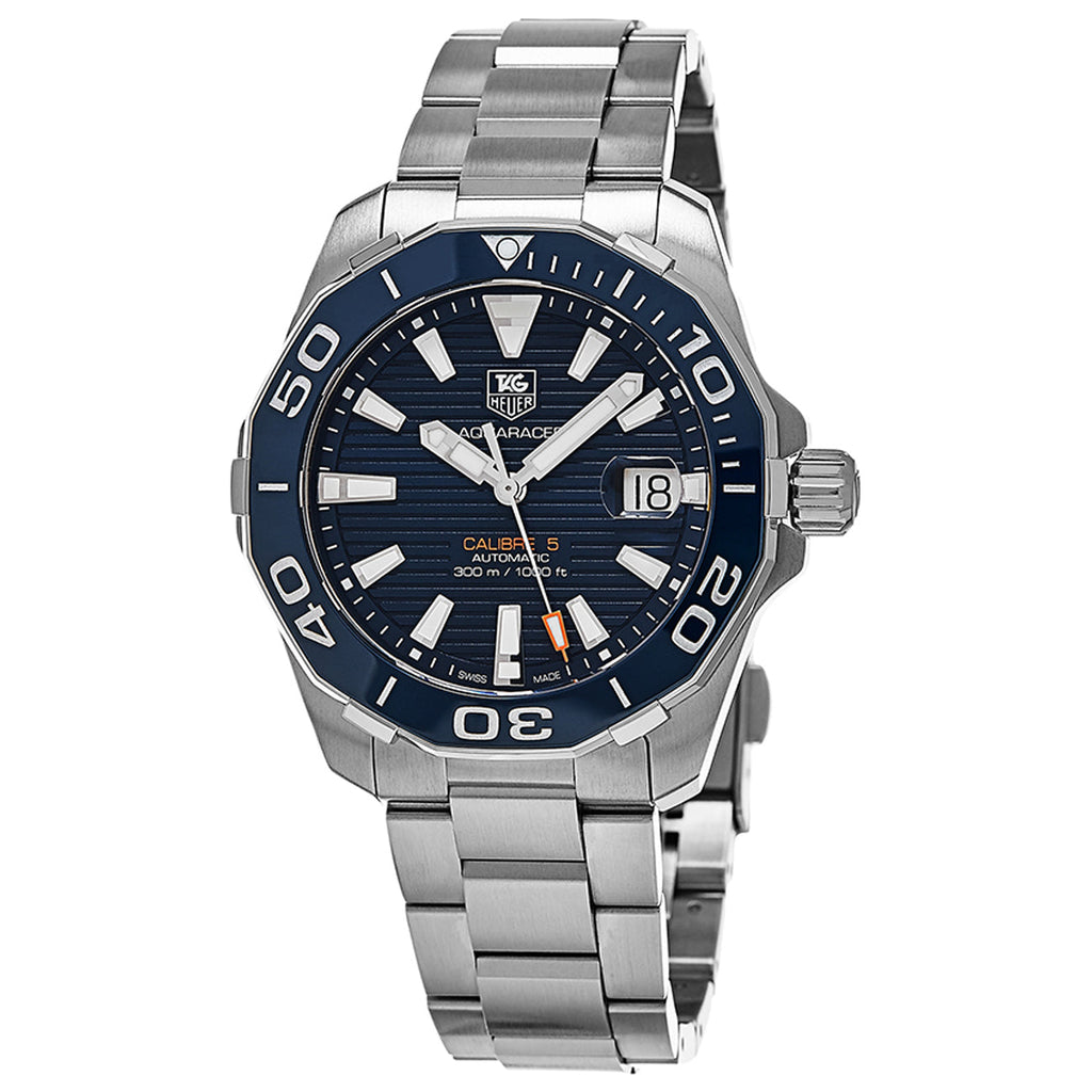 Tag Heuer Aquaracer Calibre 5 Blue Dial Silver Steel Strap Watch for Men - WAY211C.BA0928 Buy Now By Tag Heuer