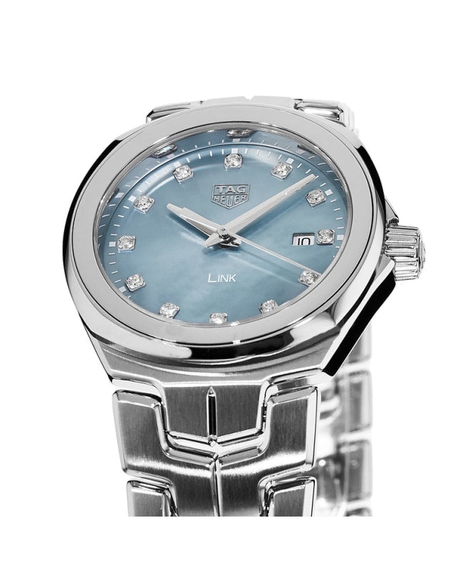 Tag Heuer Link Quartz Diamonds Blue Mother of Pearl Dial Silver Steel Strap Watch for Women - WBC1313.BA0600 Buy Now By Tag Heuer