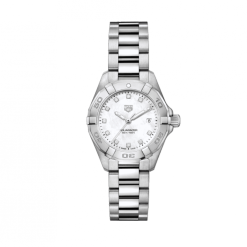 Tag Heuer Aquaracer Diamonds Mother of Pearl Dial Silver Steel Strap Watch for Women - WBD1414.BA0741 Buy Now By Tag Heuer