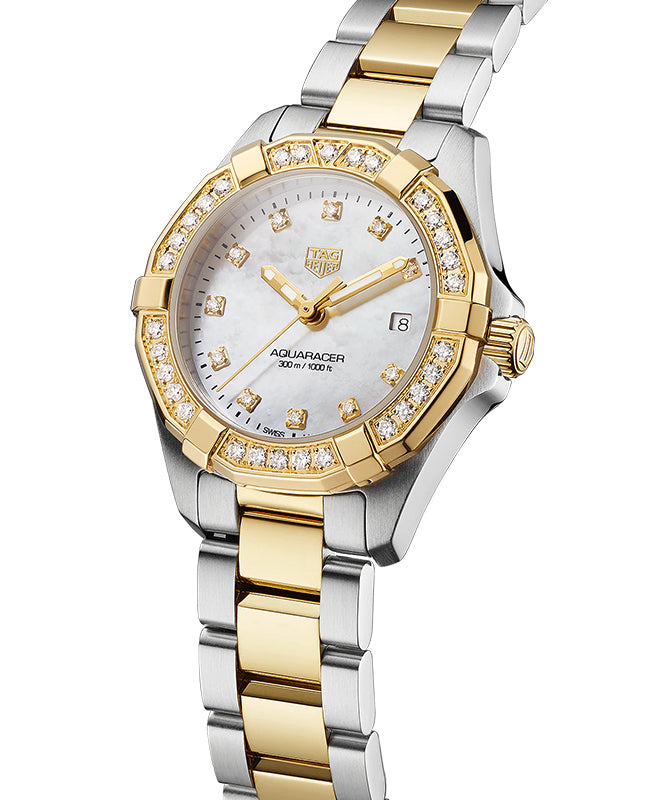 Tag Heuer Aquaracer Diamonds Mother of Pearl Dial Two Tone Steel Strap Watch for Women - WBD1421.BB0321 Buy Now By Tag Heuer