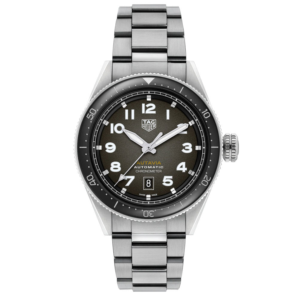 Tag Heuer Autavia Automatic Grey Dial Silver Steel Strap Watch for Men - WBE5114.EB0173 Buy Now By Tag Heuer