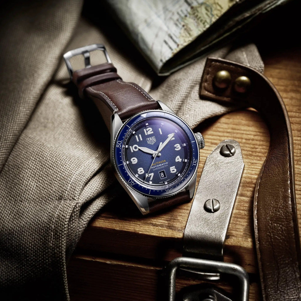 Tag Heuer Autavia Calibre 5 Automatic Blue Dial Brown Leather Strap Watch for Men - WBE5116.FC8266 Buy Now By Tag Heuer
