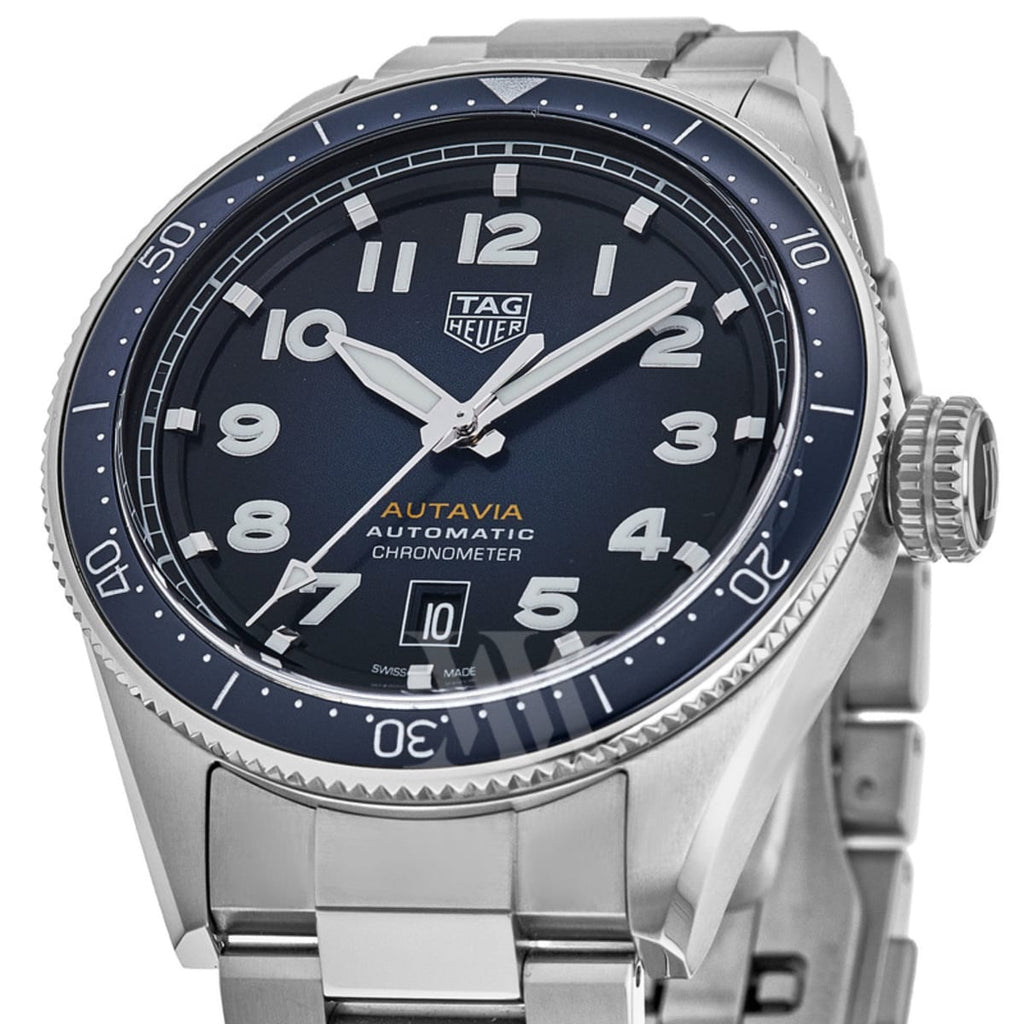 Tag Heuer Autavia Automatic Blue Dial Silver Steel Strap Watch for Men - WBE5116.EB0173 Buy Now By Tag Heuer
