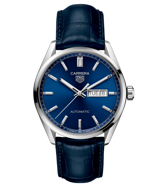 Tag Heuer Carrera Day Date Blue Dial Blue Leather Strap Watch for Men - WBN2012.FC6502 Buy Now By Tag Heuer