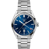 Tag Heuer Carrera Twin Time Blue Dial Silver Steel Strap Watch for Men - WBN201A.BA0640 Buy Now By Tag Heuer