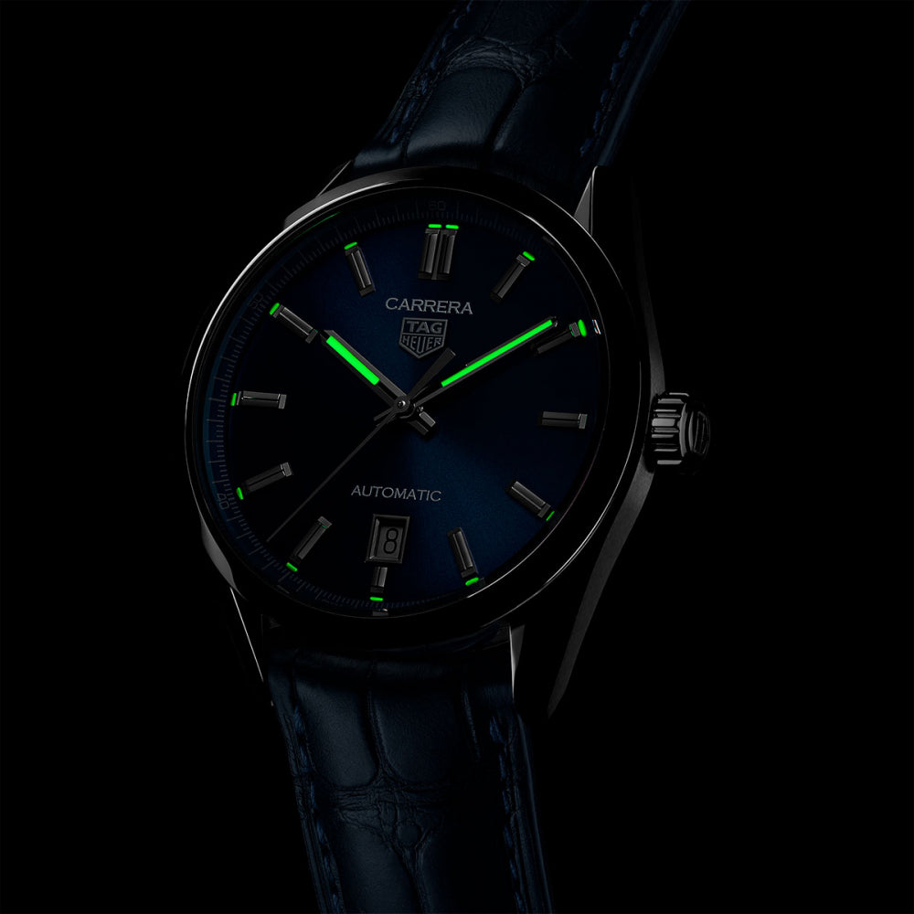 Tag Heuer Carrera Date Blue Dial Blue Leather Strap Watch for Men - WBN2112.FC6504 Buy Now By Tag Heuer