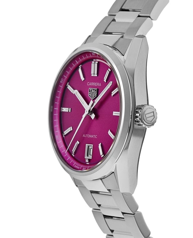 Tag Heuer Carrera Date Automatic 18K Pink Dial Silver Steel Strap Watch for Women - WBN2313.BA0001 Buy Now By Tag Heuer