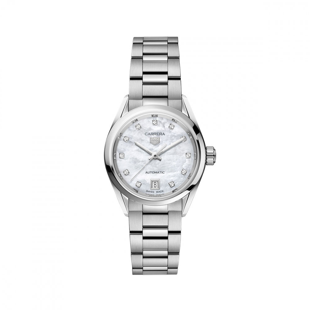 Tag Heuer Carrera Diamonds Mother of Pearl Dial Silver Steel Strap Watch for Women - WBN2412.BA0621 Buy Now By Tag Heuer