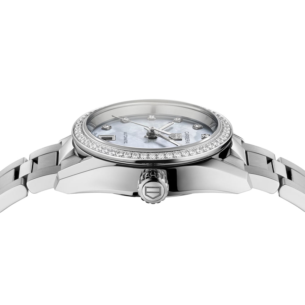 Tag Heuer Carrera Date Diamonds Mother of Pearl Dial Silver Steel Strap Watch for Women - WBN2414.BA0621 Buy Now By Tag Heuer
