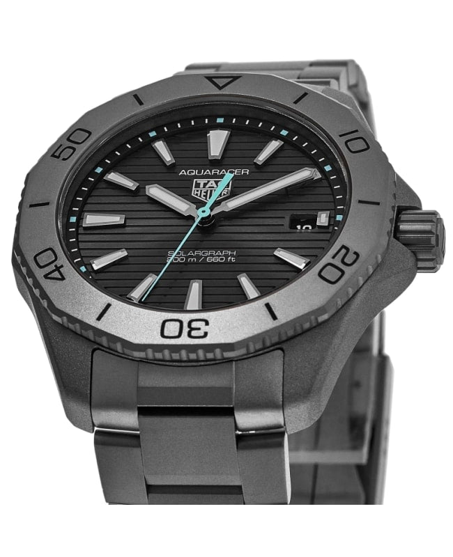Tag Heuer Aquaracer Professional 200 Solargraph Quartz Black Dial Silver Steel Strap Watch for Men - WBP1180.BF0000 Buy Now By Tag Heuer