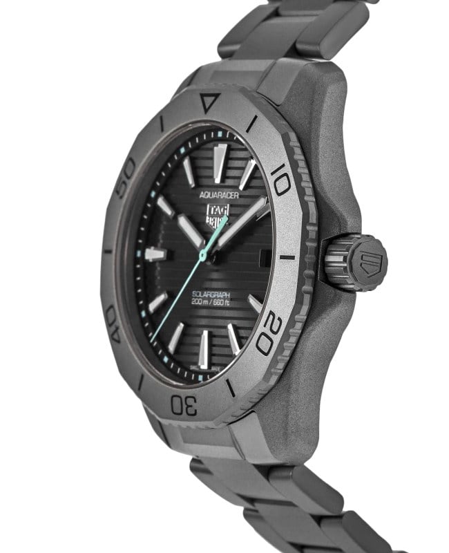 Tag Heuer Aquaracer Professional 200 Solargraph Quartz Black Dial Silver Steel Strap Watch for Men - WBP1180.BF0000 Buy Now By Tag Heuer