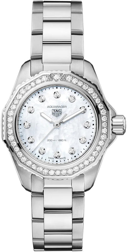 Tag Heuer Aquaracer Professional 200 Quartz Diamond Mother of Pearl Dial Silver Steel Strap Watch for Women - WBP1417.BA0622 Buy Now By Tag Heuer