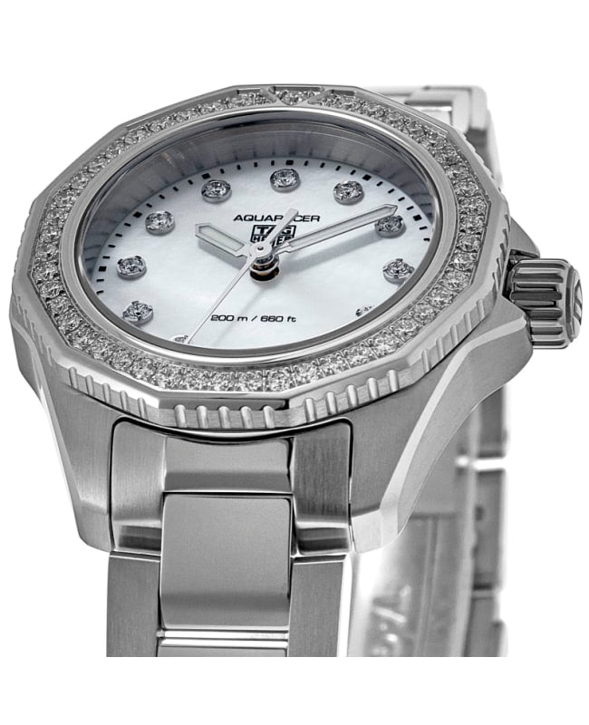 Tag Heuer Aquaracer Professional 200 Quartz Diamond Mother of Pearl Dial Silver Steel Strap Watch for Women - WBP1417.BA0622 Buy Now By Tag Heuer