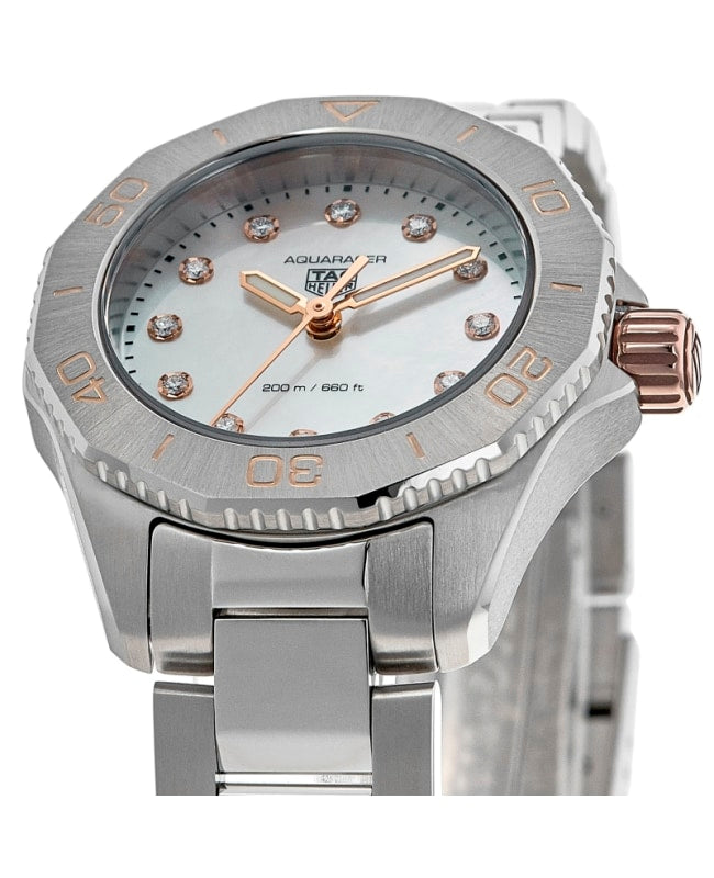 Tag Heuer Aquaracer Professional 200 Quartz Diamonds White Dial Silver Steel Strap Watch for Women - WBP1450.BA0622 Buy Now By Tag Heuer